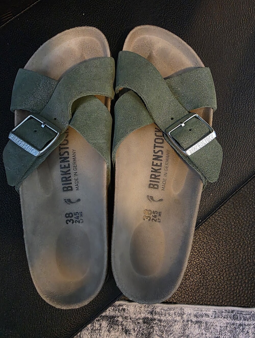 Birkenstock Women’s Green Suede Arizona Double Strap Sandals